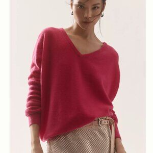 The Charley Cashmere Relaxed V-Neck Sweater Anthropolgie Sweater SZ M